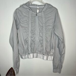 Fabletics Donovan Windbreaker Ultra Lightweight Ruffle Hoodie Jacket Y2K